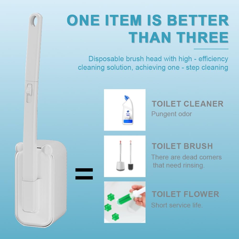 Disposable Wall Mounted Toilet Brush with 48 Refills